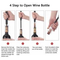 Pulverizador De Vino Con Tapa De Madera Pin Remover Portátil Y Seguro En Acero Inoxidable Herramientas De Barra Accesorios De Cocina Abrebotellas De Presión Aire - details 5