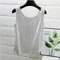 Chaleco De Noche Con Lentejuelas Para Mujer Estilo De Calle Blanca Brillante Poliéster Talla Regular Top De Verano 2022 - details 34