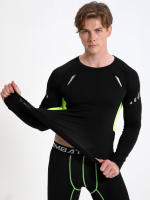 Camiseta De Compresión Sólida Para Hombres Con Manga Larga Y Secado Rápido Camiseta Deportiva De Base Para Ejercicio Y Gimnasio - details 2