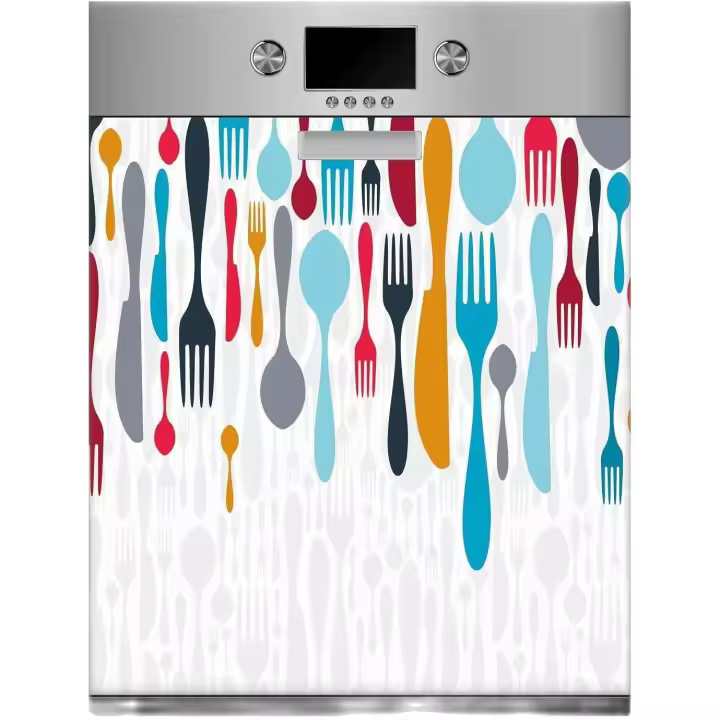 Oedim Vinilo para Lavavajillas Cubiertos Colores | Varias Medidas 75x85cm | Adhesivo Resistente y de Fácil Aplicación | Pegatina Adhesiva Decorativa de Diseño Profesional - 1