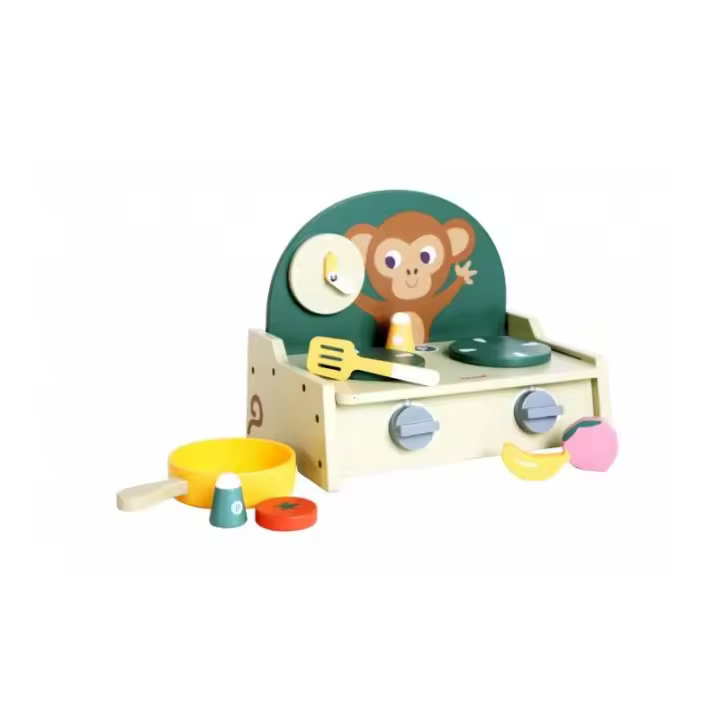 Iwood Cocinita de Madera del Pequeño Mono con Accesorios y Utensilios para Juego de Imitación - 1