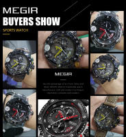 Reloj De Hombre MEGIR Moda Cronógrafo Cinta De Cuero Casual Resistantes Al Agua Reloj De Pulsera De Cuarzo Para Deporte Y Uso Diario - details 2