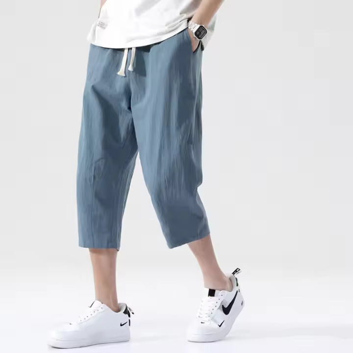 Pantalones Cortos De Algodón 100% Para Hombre Verano Pantalones Casuales Para Playa Pantalones Rectos Para Casa Talla M-5XL - 1