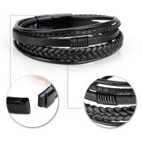 Pulsera De Cuero Para Hombres 20cm Con Hebilla Magnética Aleación De Aluminio Pulsera De Lazo Tejida Para Mujeres Joyería De Fiesta - details 3