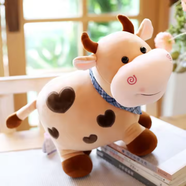 Muñeco De Peluche De Vaca Pequeña Y Colorida De 28cm Suave Con Bufanda Juguete Kawaii Para Regalo Ideal Para Niños Y Adultos - 1