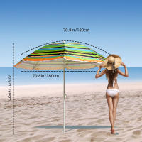 S7 STAR Sombrilla Playa Multicolor, Sombrilla Plegable Grande 220cm, Sombrilla Ligera con Bolsa Transporte, Protecciíon UV 50 Sombrilla Exterior con Tubo Aluminio, Ideal para Aire Libre / Playa/ Verano - details 5