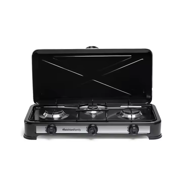 Hornillo a Gas Portátil Melchioni Family Minerva con 2 Quemadores, Encendido Fácil y Control de Llama, Acero Enamelado, para Uso Exterior - 1