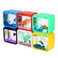 Acuario Pequeño Creativo Con Luz Colorido Y Desmontable Para Betta Sin Batería Seca Incluida Ecología Mini Escenario Acuático - details 0