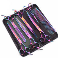 Juego De Tijeras Para Mascotas Azul 8" Incluye Tijeras Rectas Tijeras Curvas Tijeras De Afinado Y Tijeras De Corte (Z3005) Material Acero Inoxidable - details 3