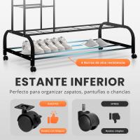 RELAXTY Burro Ropa Resistente Doble con Soporte, 146x110x54cm, Metálico, Perchero de Ropa con Zapatero - details 0