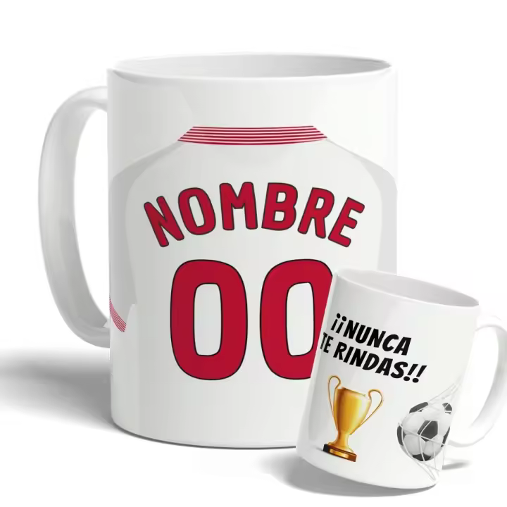 DEREGALOOS Taza de Fútbol Personalizada del Sevilla C.F. para forofos y aficionados - 1
