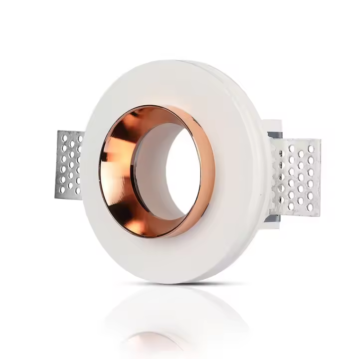Aro de Escayola GU10 para empotrar redondo metal Oro rosa mate VT-866  VTAC - 1