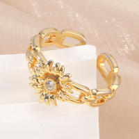 Encanto Anillo de lazo para mujer, estilo elegante, chapado en cobre de 14 quilates, con flor. - details 44