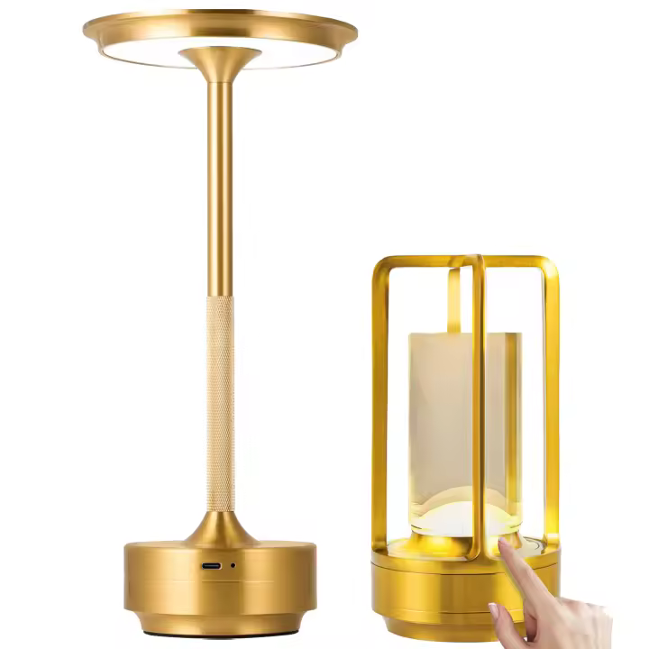 Lámpara De Mesa Recargable Simple Para Barra Y Escritorio Luz Nocturna Sin Cable Para Dormitorio Control De Brillo Con Luz LED Táctil USB - 1