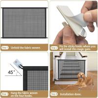 Valla Para Perros Con 4 Gancho Protección De Barriada Para Mascotas Malla Transpirable Plegable Sin Perforar Negro Valla De Seguridad Para Gatos - details 2