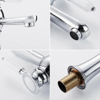 Grifo De Lavabo De Mesa Individual Con Manija Cerámica Para Baño Instalación En Superficie Material De Cobre Clásico - details 11