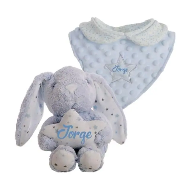 Peluchilandia | Regalo Bebé Recién Nacido: Babero & Peluche Personalizados - Pack Personalizado - 1