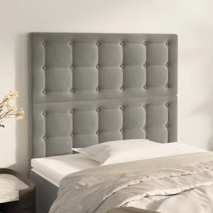vidaXL Cabeceros 2 unidades de terciopelo gris claro 100x5x78/88 cm - 1
