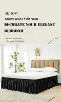 Enaguas De Cama Microfibra Blanco Negro Gris Ruffles Fácil De Limpiar Antiarrugas Para Dormitorio Estilo Sencillo Y Elegante - details 0
