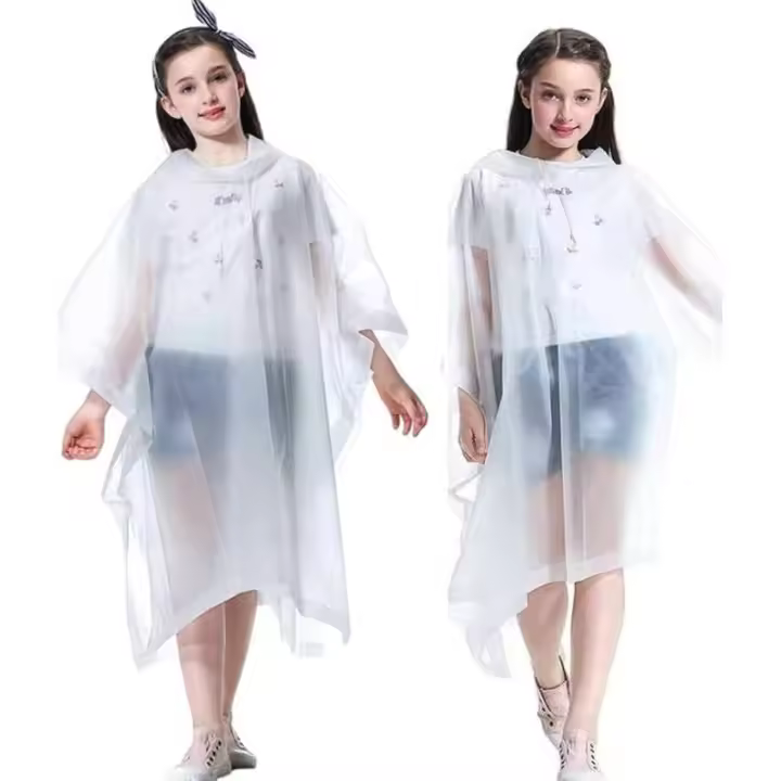 2 Poncho de lluvia para niños, impermeable, reutilizable, chibasquero para niños, transpirable, con capucha - 1