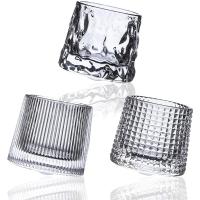 Vaso Rotatable De Cristal Para Whiskey Tumbler Old Fashioned Jugo Bebida Café Vino Para Barra Hogar Regalos De Navidad 150ml/5oz Transparente Ecológico - details 0
