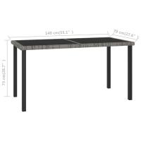 vidaXL Mesa de comedor para jardín ratán sintético gris 140x70x73 cm - details 4
