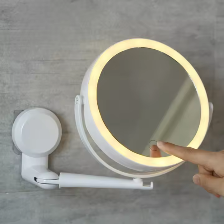 Espejo De Maquillaje Con Forma De Donut Y Luz LED Brillante USB-Powered Con Niveles Múltiples De Aumento Espejo De Vestíbulo - 1