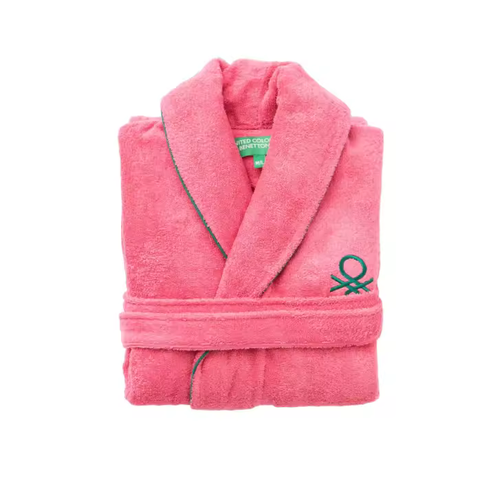 ALBORNOZ S/M 420GSM 100% ALGODON C/ LOGO BORDADO ROSA CORE BENETTON - 1