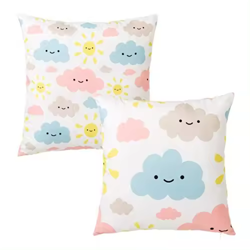 Juego de 2 Cojín de diseño Nubes Rosa de poliéster Infantil para Dormitorio Child-DAMDAM GO - 1