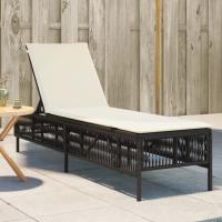 vidaXL Tumbona con cojín ratán sintético en color Marrón/Gris claro/Negro y más | acolchados duraderos para sofás de jardín terraza exterior - details 0