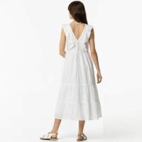 Vestido blanco midi Tiffosi con escote pico, volantes y lazo en la espalda. - details 4