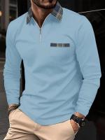 Camisa Polo Hombre Primavera Otoño Con Cierre De Cremallera Y Bolsillo Estilo Casual Deportivo Y Libre Para Viajes Material Poliéster Transpirable - details 7
