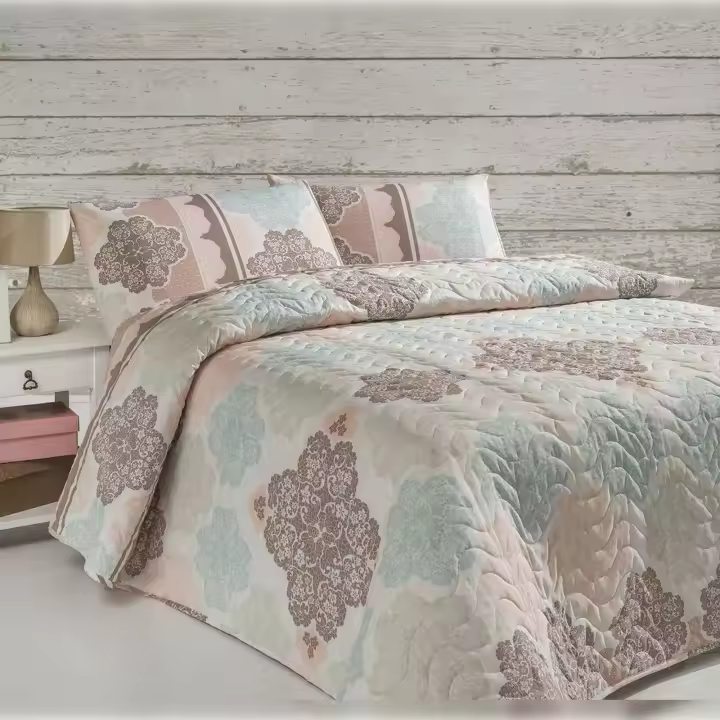 Edredón Acolchado Wellhome - Modelo 250x200 - Turquesa, Blanco - 65% Algodón - Cálido y Acogedor - 1