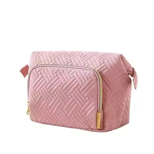 Bolsa de maquillaje de viaje, Bolsa de Cosméticos, Organizador de maquillaje, Bolsa Grande de Aperture Ancha para Mujer, Monedero para artículos de tocador, accesorios, pinceles, Azul - 1