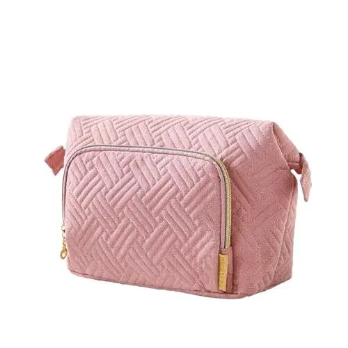 Bolsa de maquillaje de viaje, Bolsa de Cosméticos, Organizador de maquillaje, Bolsa Grande de Aperture Ancha para Mujer, Monedero para artículos de tocador, accesorios, pinceles, Azul - 1