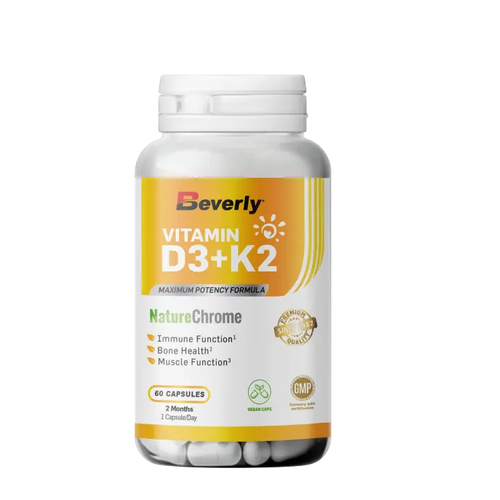 Beverly Vitamin D3+K2  4000 IU + 100 ug  60 Vegan Caps   60 Servicios  2 Meses de uso - 1