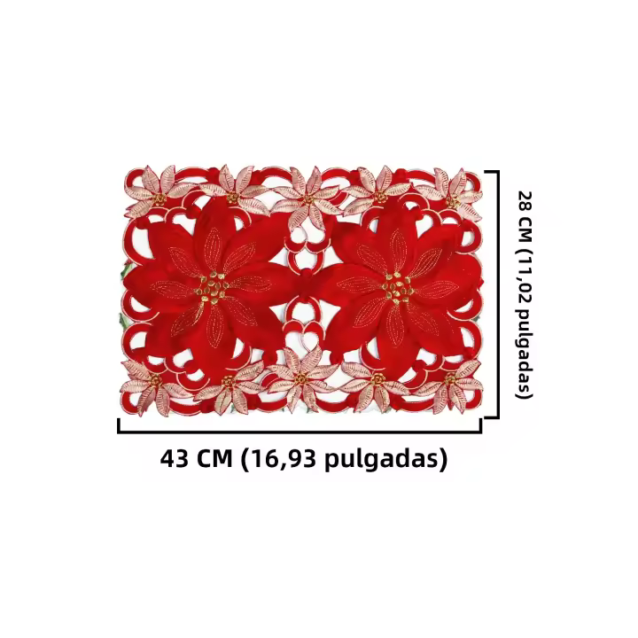 Mantel Navideño Bordado Para Fiestas Y Pícnic 2/1PCS Decoración De Mesa De Algodón Y Poliéster Con Diseño De Navidad - 1