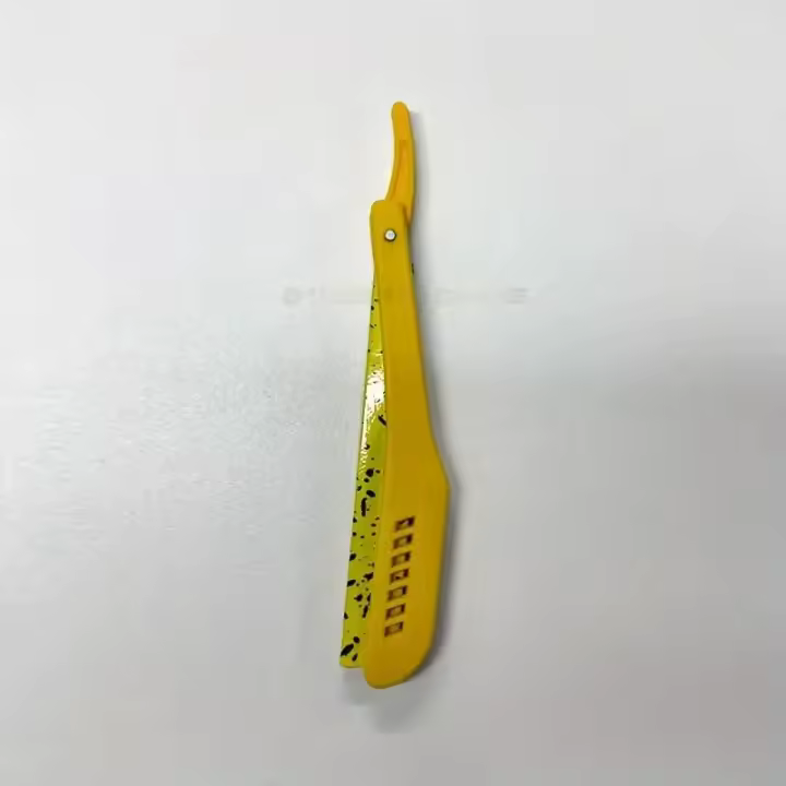 Cuchilla De Afeitar Clásica Para Hombres Plegable Con Patrón De Malla Herramienta De Afeitar Manual Faja De Barba Cortadora De Línea Recta - 1