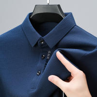 Camisa Polo Larga Para Hombres Con Estampado De Letras En La Cuello Cuello Redondo Casual Top De Poliéster Ajuste Regular - details 7