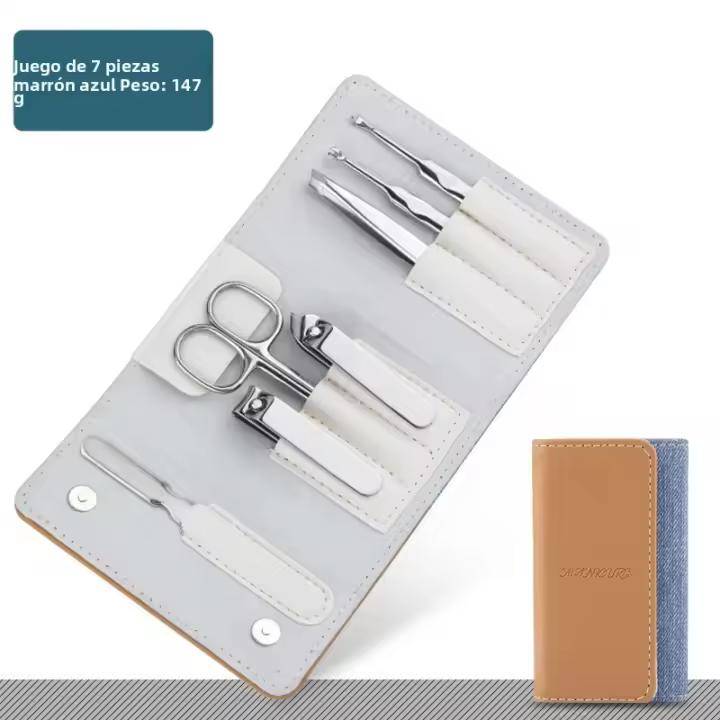 Juego De Tijeras De Uñas De Acero Inoxidable 7 Piezas Herramientas Para El Cuidado De Las Uñas Conjunto Completo Para El Hogar - 1