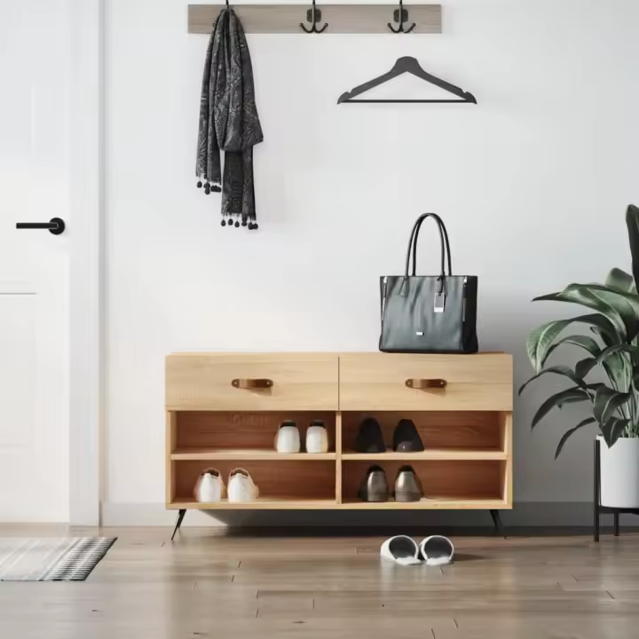 vidaXL Banco zapatero madera de ingeniería roble Sonoma 102x35x55 cm - 1