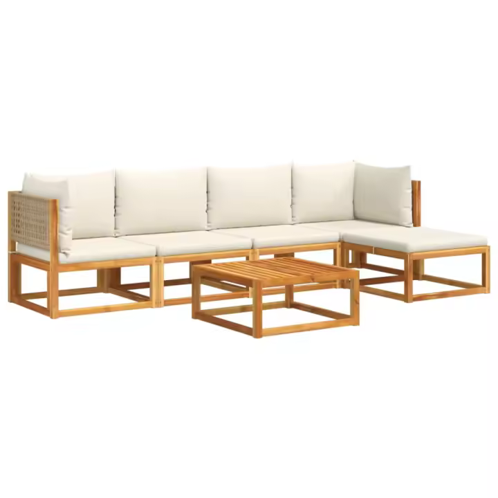 vidaXL Set de sofás de jardín con cojines 6 pzas madera maciza acacia - 1