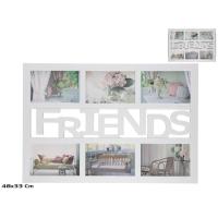 "GISSED - Portarretratos Múltiple en Color Blanco con Diseño ‘FRIENDS’ – Marco Decorativo para 6 Fotos – Ideal para Personalizar Espacios con Recuerdos – Estilo Moderno y Elegante para Hogar, Oficinas y Regalos – Material Resistente y Duradero – 48x33x1.8 - details 0