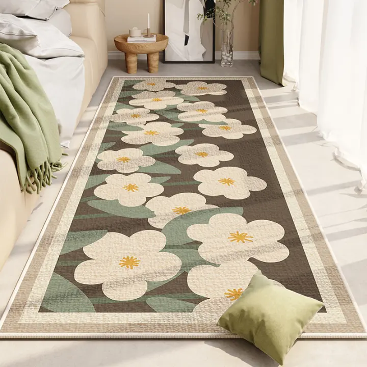 Manta De Cama Con Diseño De Flores Cristal Velvet Absorbente Antideslizante Y Resistente a La Suciedad Para Habitación Moderna - 1