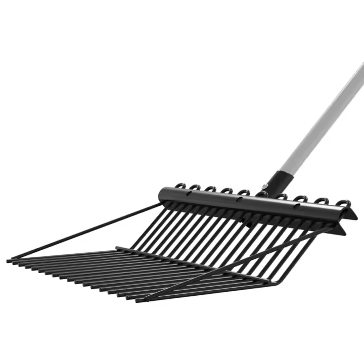 vidaXL Cabezal de horquilla de rastrillo con 18 púas de acero negro - 1