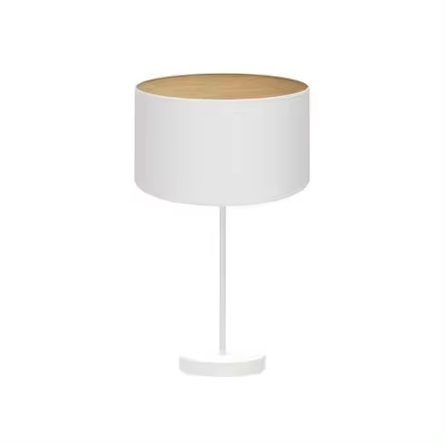 FABRILAMP Lámpara de Mesa Sobremesa Alto Tania 1xe27 Blanco/blanco-madera Clara 62x30x30 Cm - Diseño Moderno - 1