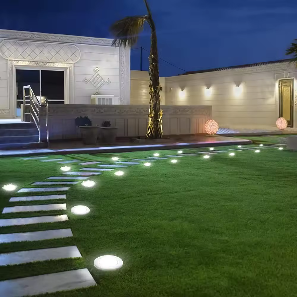 Pack De 4 Lámparas Solares Para Piso Exterior Luces De Jardín In-Ground Camino Con 8 LED Luz Solar Disco Luz Solar Para Paisaje - details 1