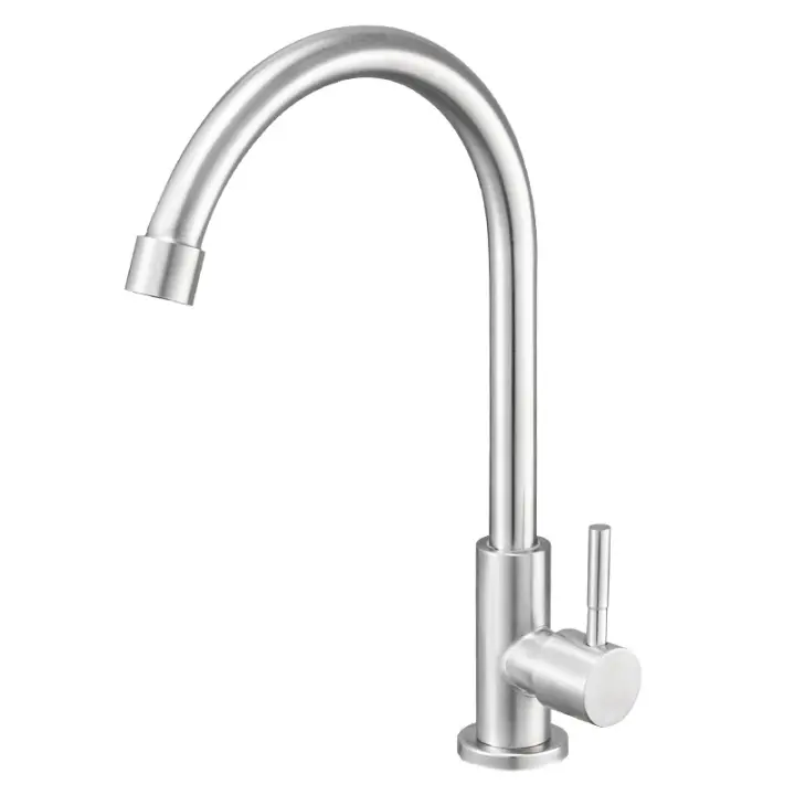 Stainless Steel Faucet Single Cold Water Faucet Bathroom Vertical Faucet Kitchen Water Faucet - 1