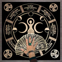 Mantel De Tela Para Cartas De Tarot 1pc Decoración De Juego De Cartas Pagan Con Fases De Luna Y Flores Estilo Pagan Para Atril Y Brujería - details 29