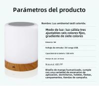 Lámpara Nocturna LED De Color Cambiante 7/13 RGB Con Control Táctil Y Dimmer Recargable Por USB Decoración De Escritorio Regalo Para Cama - details 10